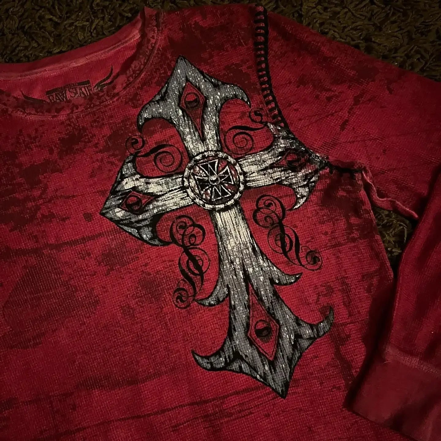 New Long sleeved Affliction T shirt Y2K Hip Hop Round Neck Oversized T shirt Mens Womens Casual Gothic Clothing Tops Streetwear