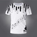 Retro Men'S T-Shirt 3d Music Notes Printed Men Clothing Daily Casual Short Sleeve Street Designer Tees Top Loose Oversized Shirt