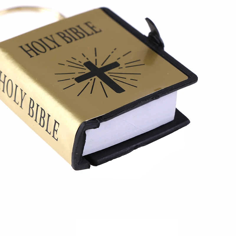 Fashion Holy Bible Keychain Mini Christian English Book Key Ring For Gift