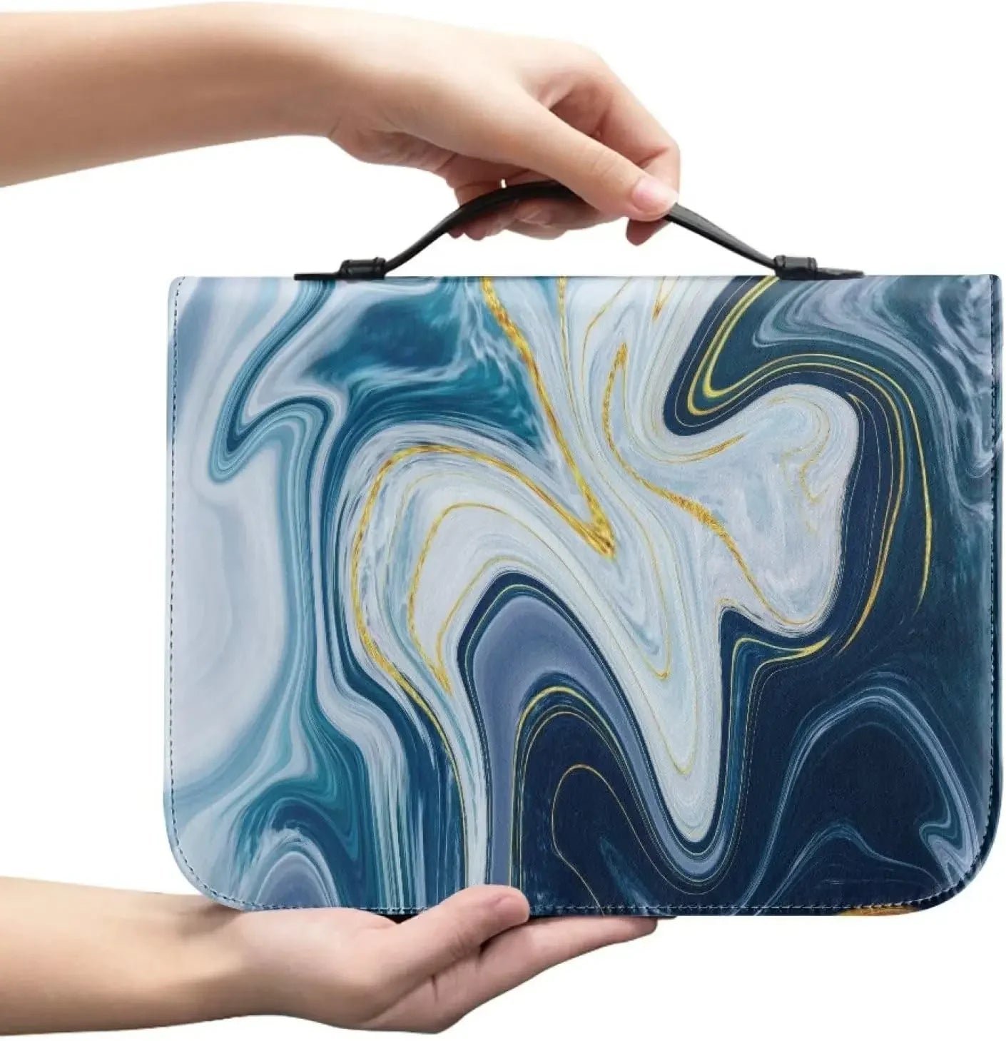Marble Bible Cover for Men White and Gold Custom for Women Girl with Handle and Zipper Bible Bag Journal Case Christian Gift