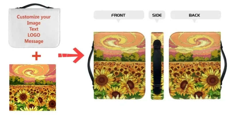 Blue Butterfly Print Leather Bible Bag for Women Men Handle Handbags Bible Hymns Bible Cover Case Carrying Storage Bags