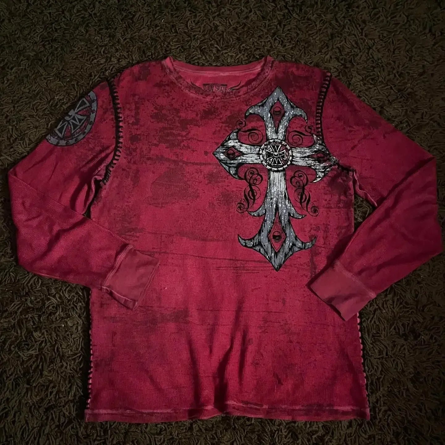 New Long sleeved Affliction T shirt Y2K Hip Hop Round Neck Oversized T shirt Mens Womens Casual Gothic Clothing Tops Streetwear