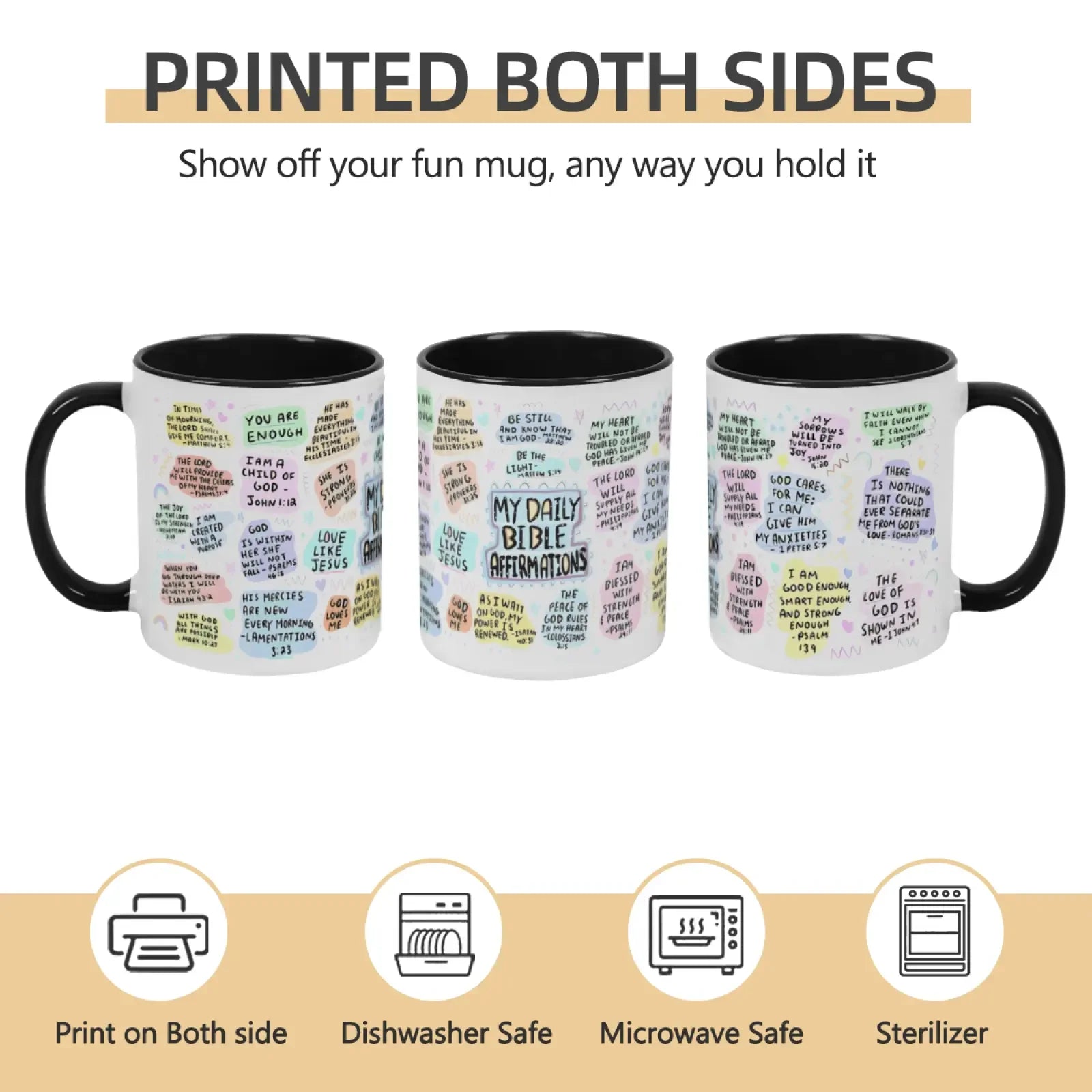 My Daily Christian Mug 11oz with Bible Verse and Scripture for Christmas Halloween Birthday Gift Jesus Christ Bible Positive