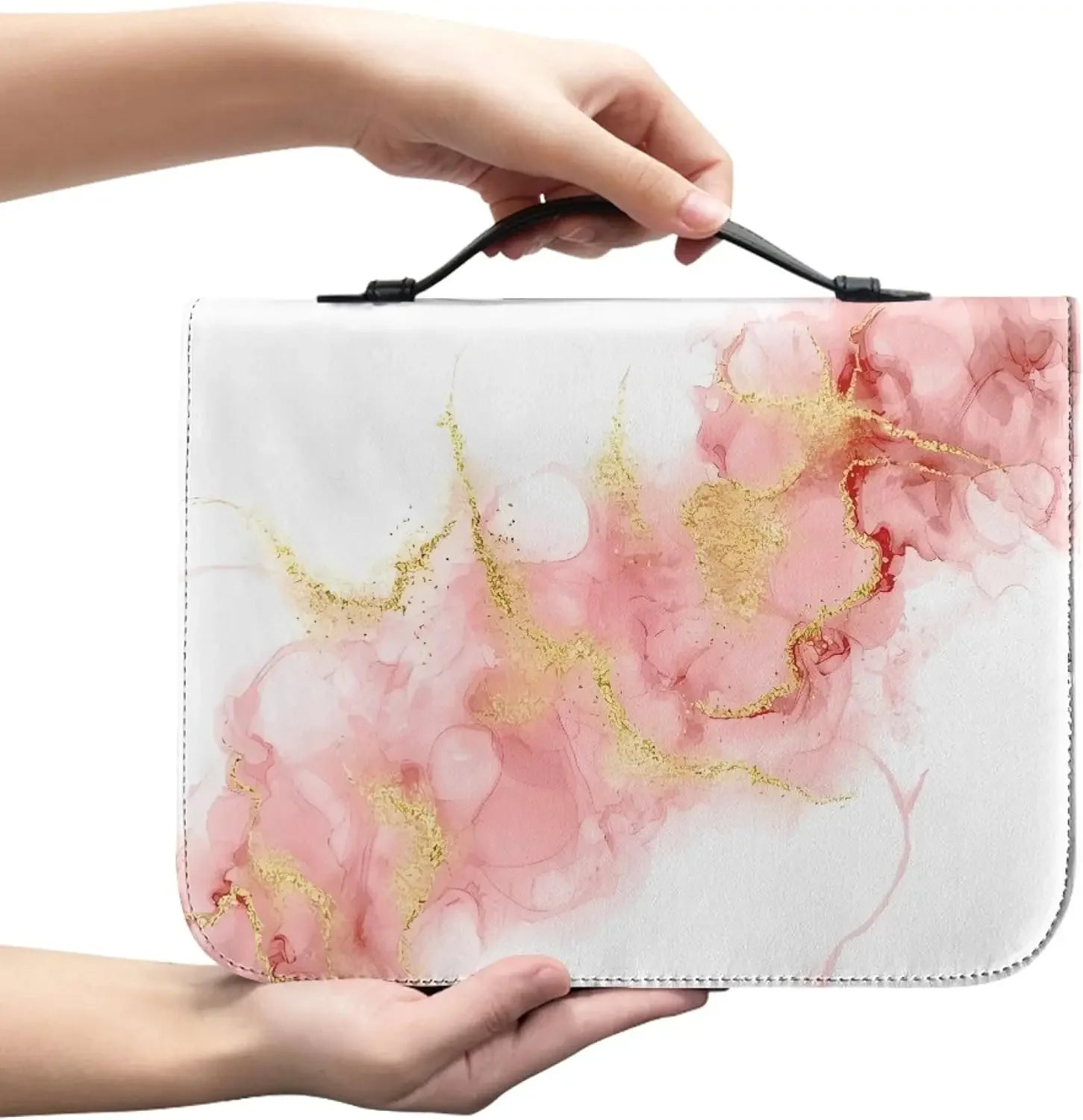 Marble Bible Cover for Men White and Gold Custom for Women Girl with Handle and Zipper Bible Bag Journal Case Christian Gift