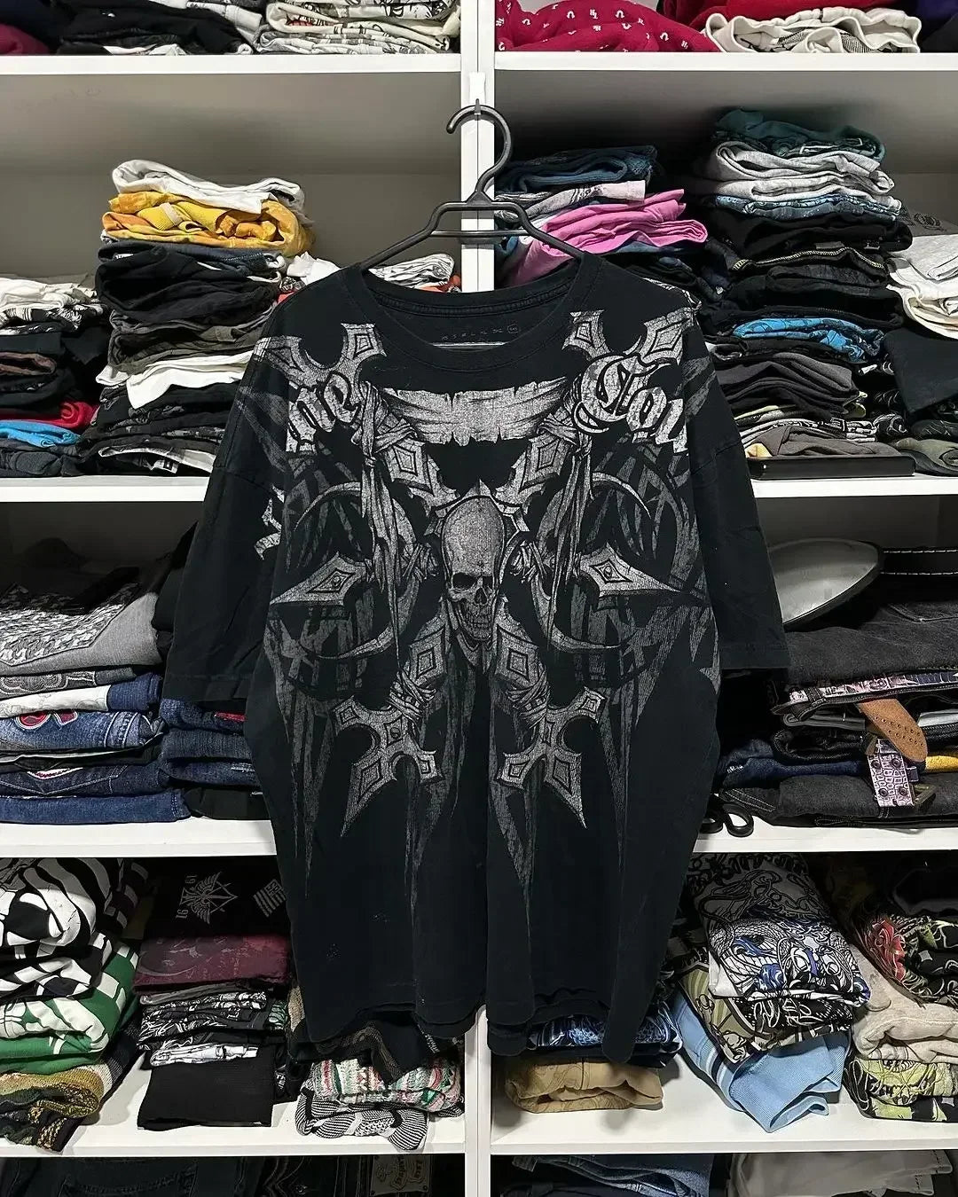 New Long sleeved Affliction T shirt Y2K Hip Hop Round Neck Oversized T shirt Mens Womens Casual Gothic Clothing Tops Streetwear