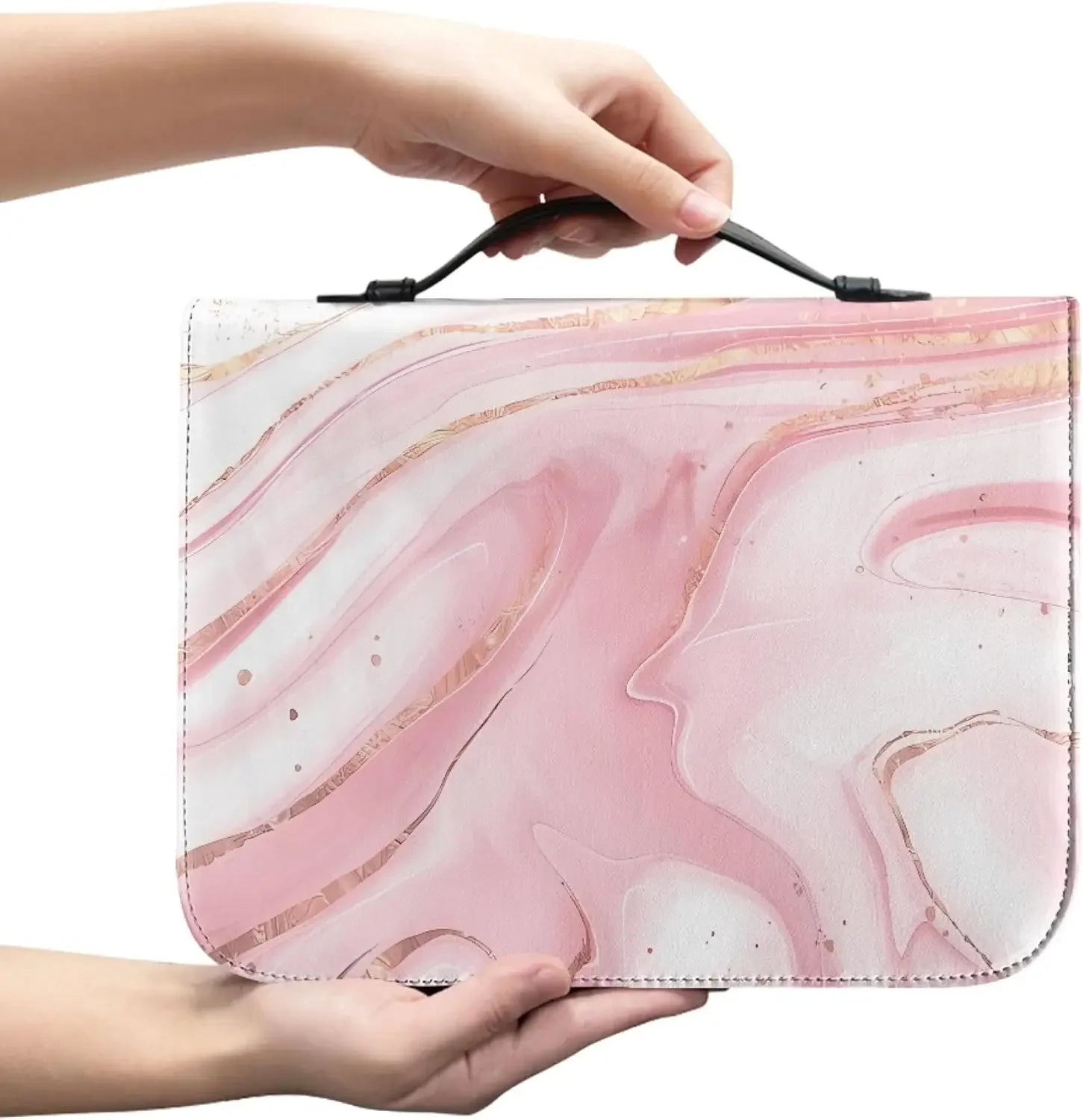 Marble Bible Cover for Men White and Gold Custom for Women Girl with Handle and Zipper Bible Bag Journal Case Christian Gift