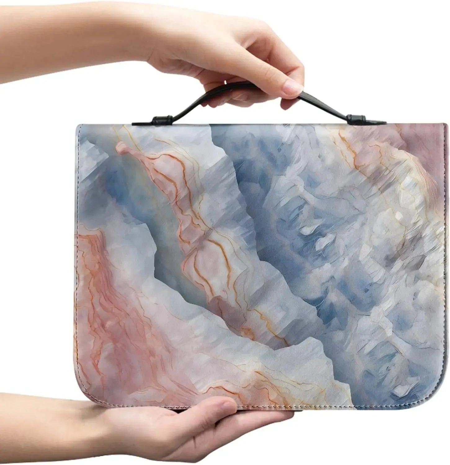 Marble Bible Cover for Men White and Gold Custom for Women Girl with Handle and Zipper Bible Bag Journal Case Christian Gift