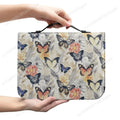 Blue Butterfly Print Leather Bible Bag for Women Men Handle Handbags Bible Hymns Bible Cover Case Carrying Storage Bags