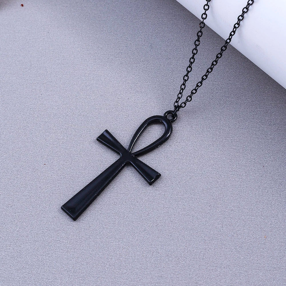 Aihua Vintage Crosses Pendant Necklace Gothic Long Chain Grunge Y2k Fashion Women Men Hip Hop Necklace