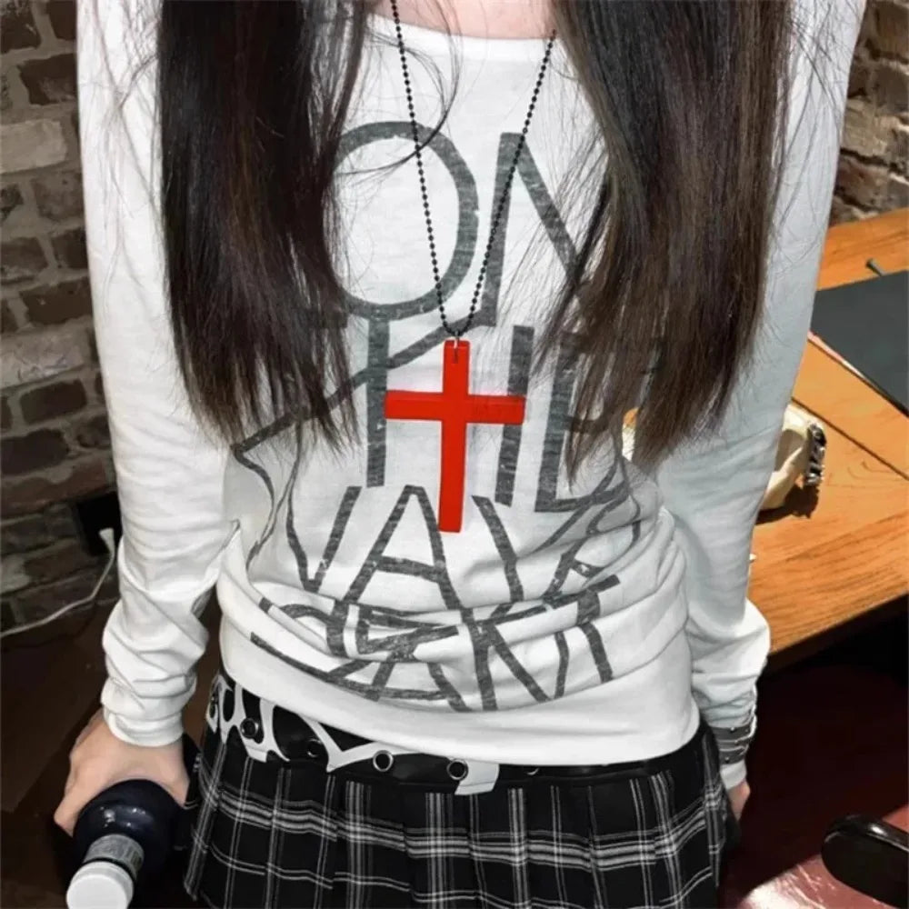 Fashion Punk Gothic Wood Cross Pendant Necklace for Women Men Halloween Vintage Black Hip Hop Y2K Accessories Party Jewelry Gift