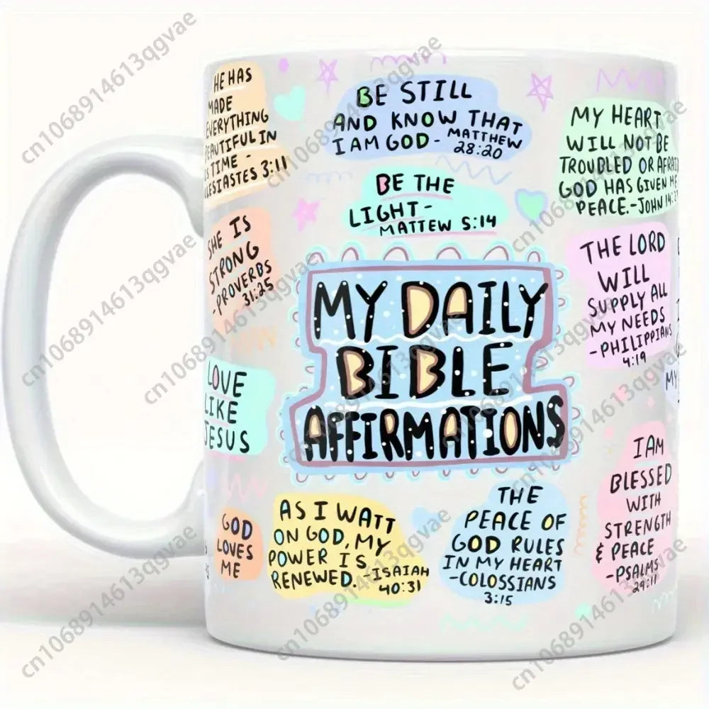 My Daily Christian Mug 11oz with Bible Verse and Scripture for Christmas Halloween Birthday Gift Jesus Christ Bible Positive