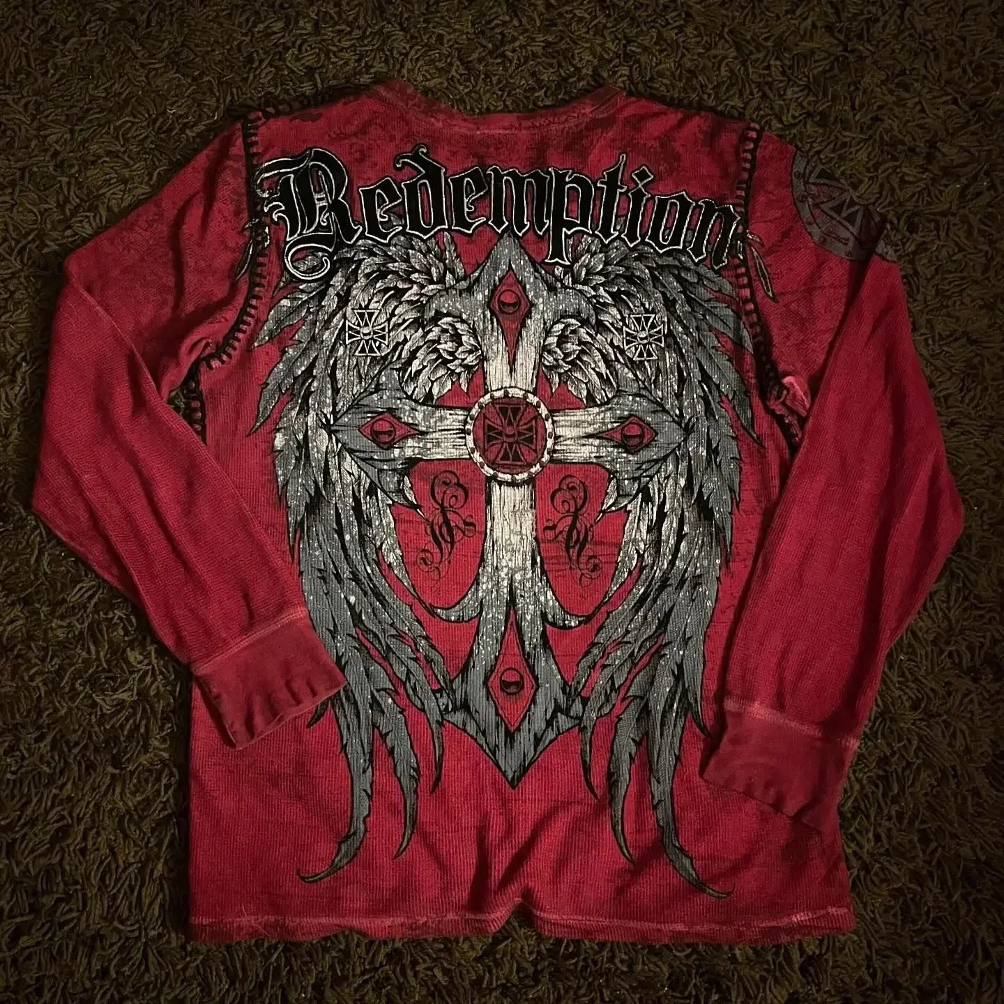New Long sleeved Affliction T shirt Y2K Hip Hop Round Neck Oversized T shirt Mens Womens Casual Gothic Clothing Tops Streetwear