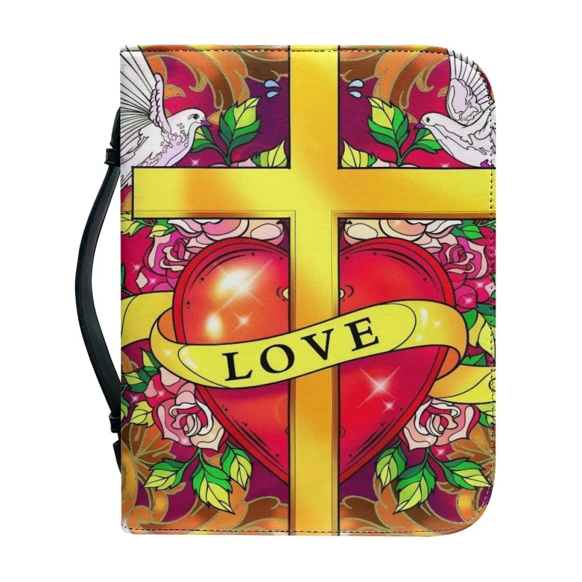 PU Leather Handbags for Women's Artistic Christian Cross Print Bible Cover Case Portable Study Book Holy Storage Boxes Custom