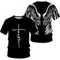 Angel Wings Cross 3D Printed T Shirt Men Women Fashion Cool And Fun Short Sleeve T Shirt