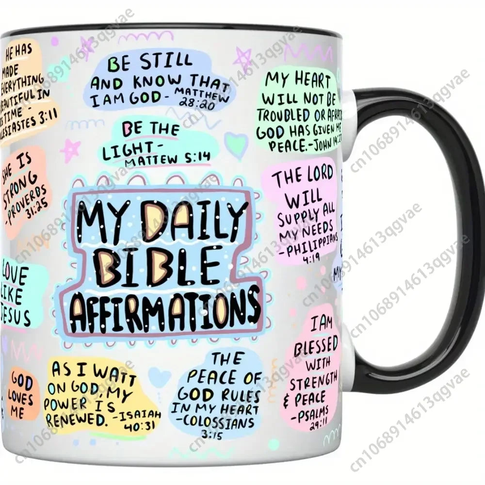 My Daily Christian Mug 11oz with Bible Verse and Scripture for Christmas Halloween Birthday Gift Jesus Christ Bible Positive