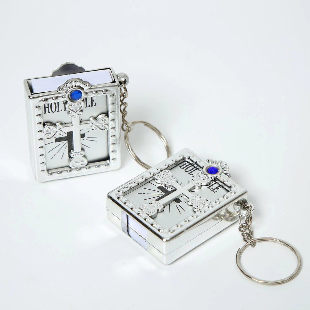 Fashion Holy Bible Keychain Mini Christian English Book Key Ring For Gift