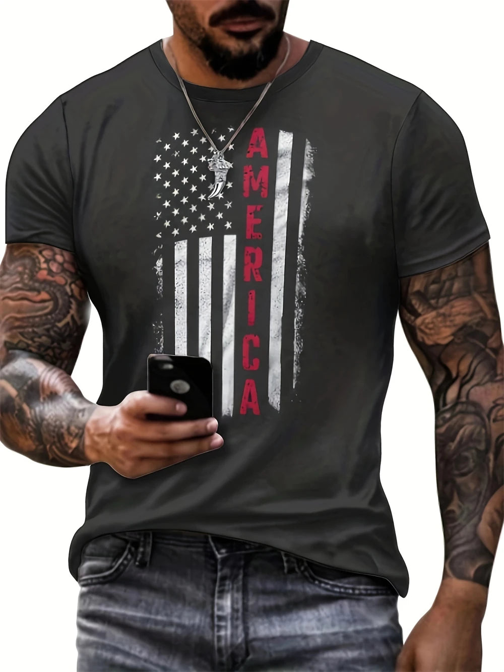 Cross Print Men's Graphic Design Crew Neck T-shirt Casual Tshirts For Summer Men's Clothing Tops For Daily Gym Workout Running