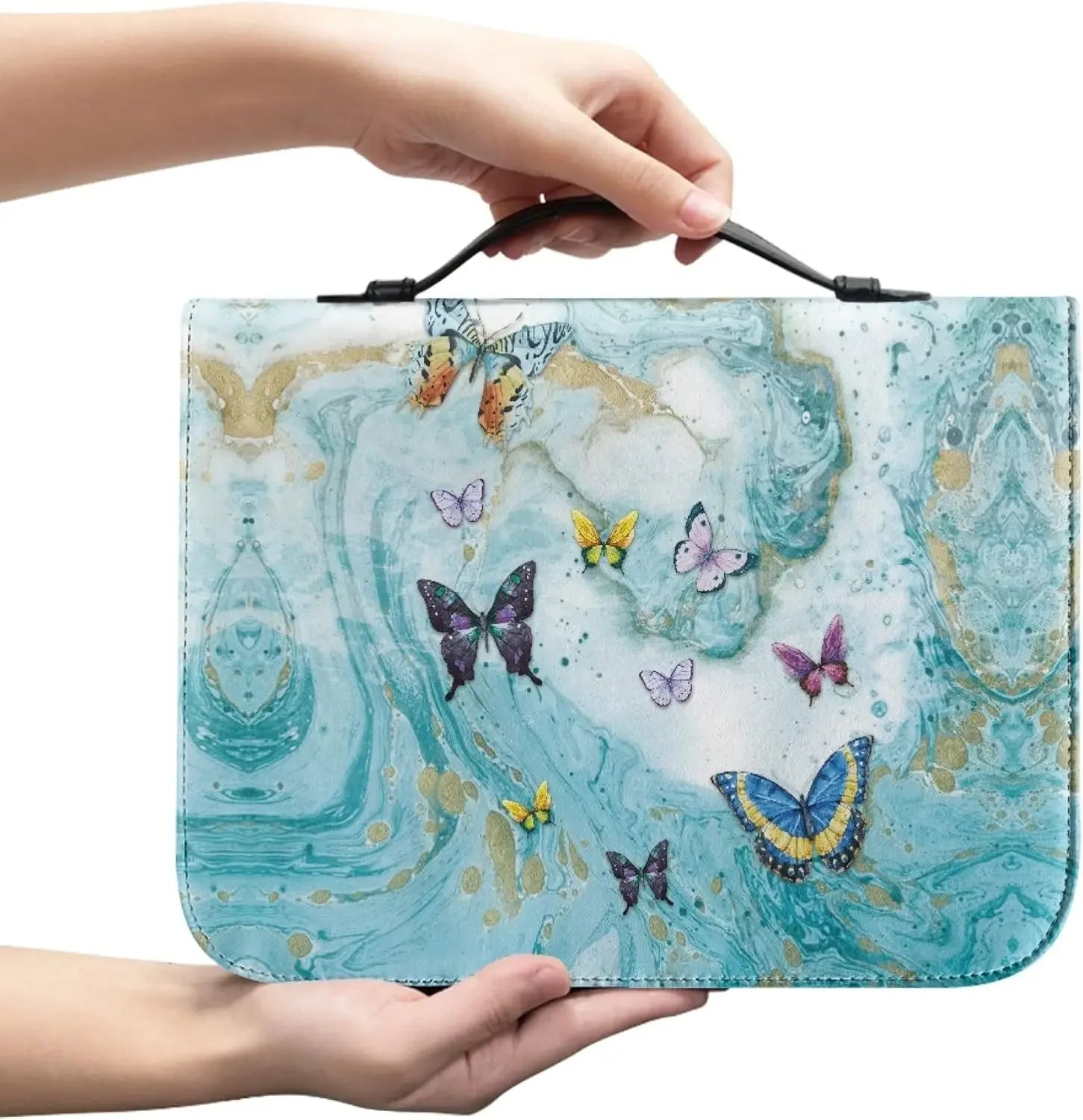 Marble Bible Cover for Men White and Gold Custom for Women Girl with Handle and Zipper Bible Bag Journal Case Christian Gift