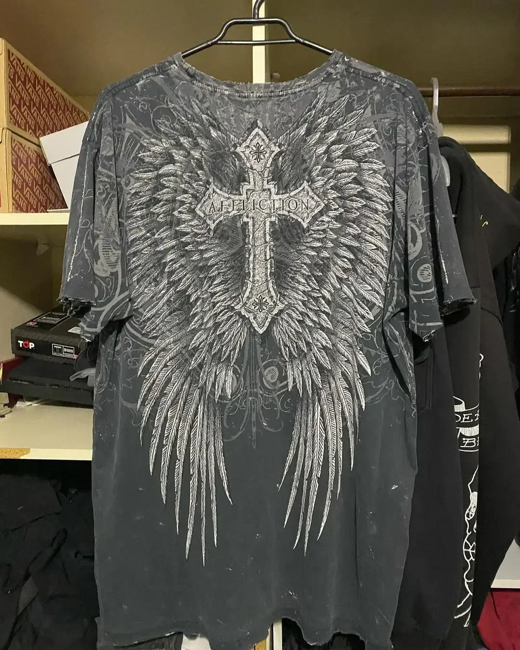 New Long sleeved Affliction T shirt Y2K Hip Hop Round Neck Oversized T shirt Mens Womens Casual Gothic Clothing Tops Streetwear