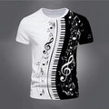 Retro Men'S T-Shirt 3d Music Notes Printed Men Clothing Daily Casual Short Sleeve Street Designer Tees Top Loose Oversized Shirt