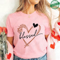 Blessed Floral Cross T-Shirt for Women, Flower Graphic Tee, Summer Short Sleeve O Neck Y2k Tops, Female Aesthetic Faith Clothing