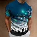 Retro Men'S T-Shirt 3d Music Notes Printed Men Clothing Daily Casual Short Sleeve Street Designer Tees Top Loose Oversized Shirt