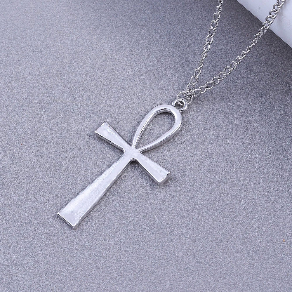 Aihua Vintage Crosses Pendant Necklace Gothic Long Chain Grunge Y2k Fashion Women Men Hip Hop Necklace