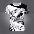 Retro Men'S T-Shirt 3d Music Notes Printed Men Clothing Daily Casual Short Sleeve Street Designer Tees Top Loose Oversized Shirt