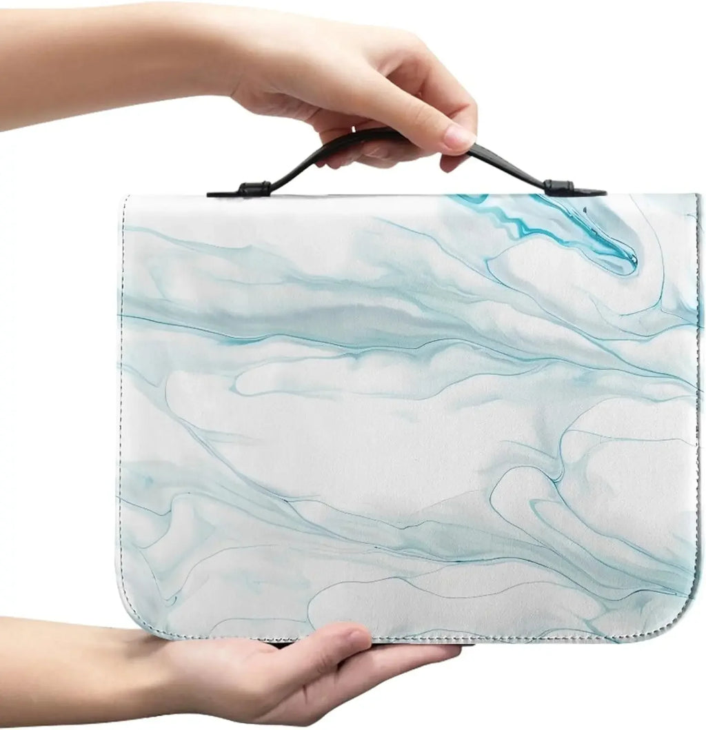 Marble Bible Cover for Men White and Gold Custom for Women Girl with Handle and Zipper Bible Bag Journal Case Christian Gift